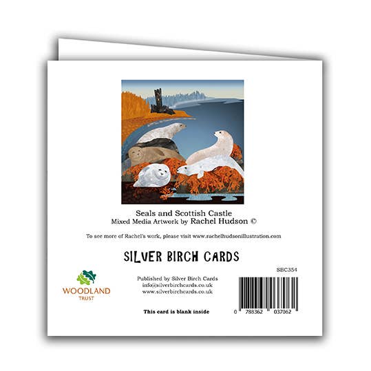 Blank Greeting Card "Seals and Scottish Castle"