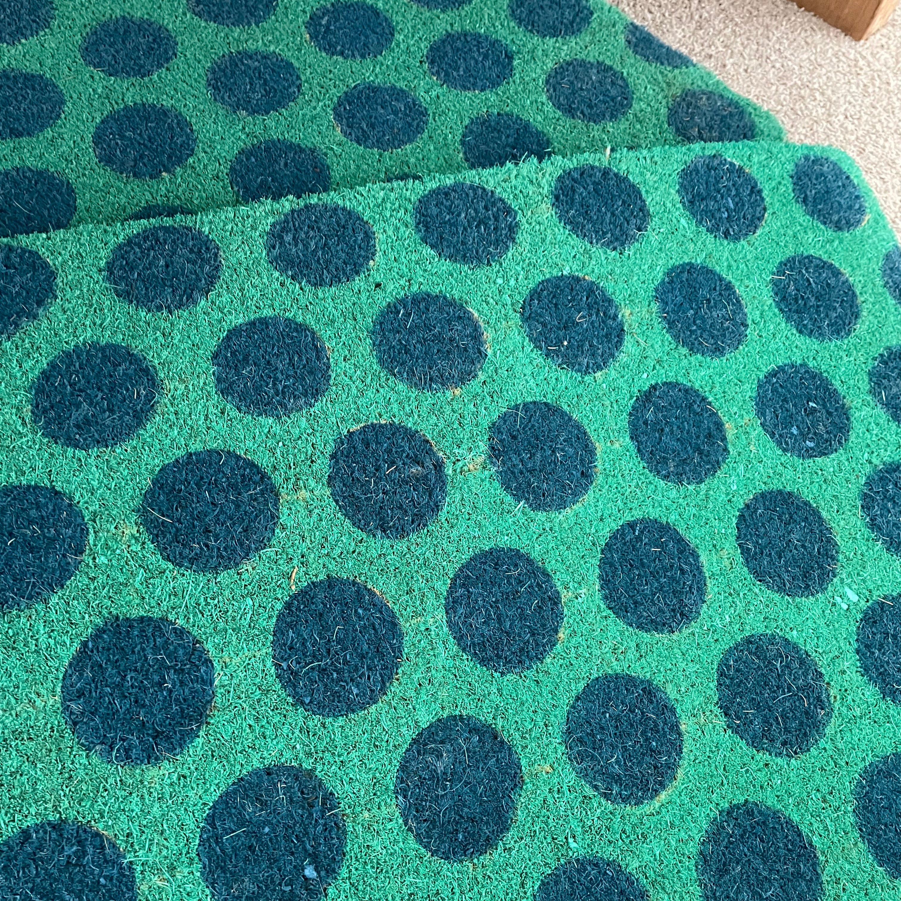 Spotty blue & Green Coir Doormat