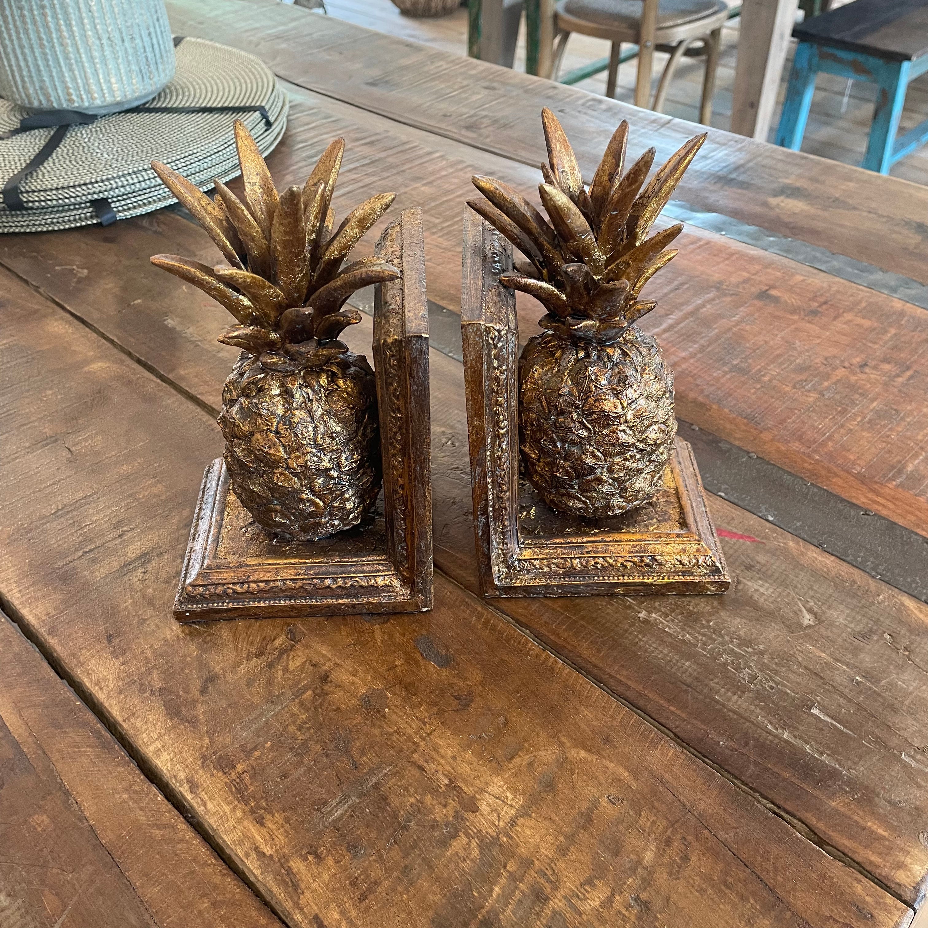 Gold Pineapple Bookends