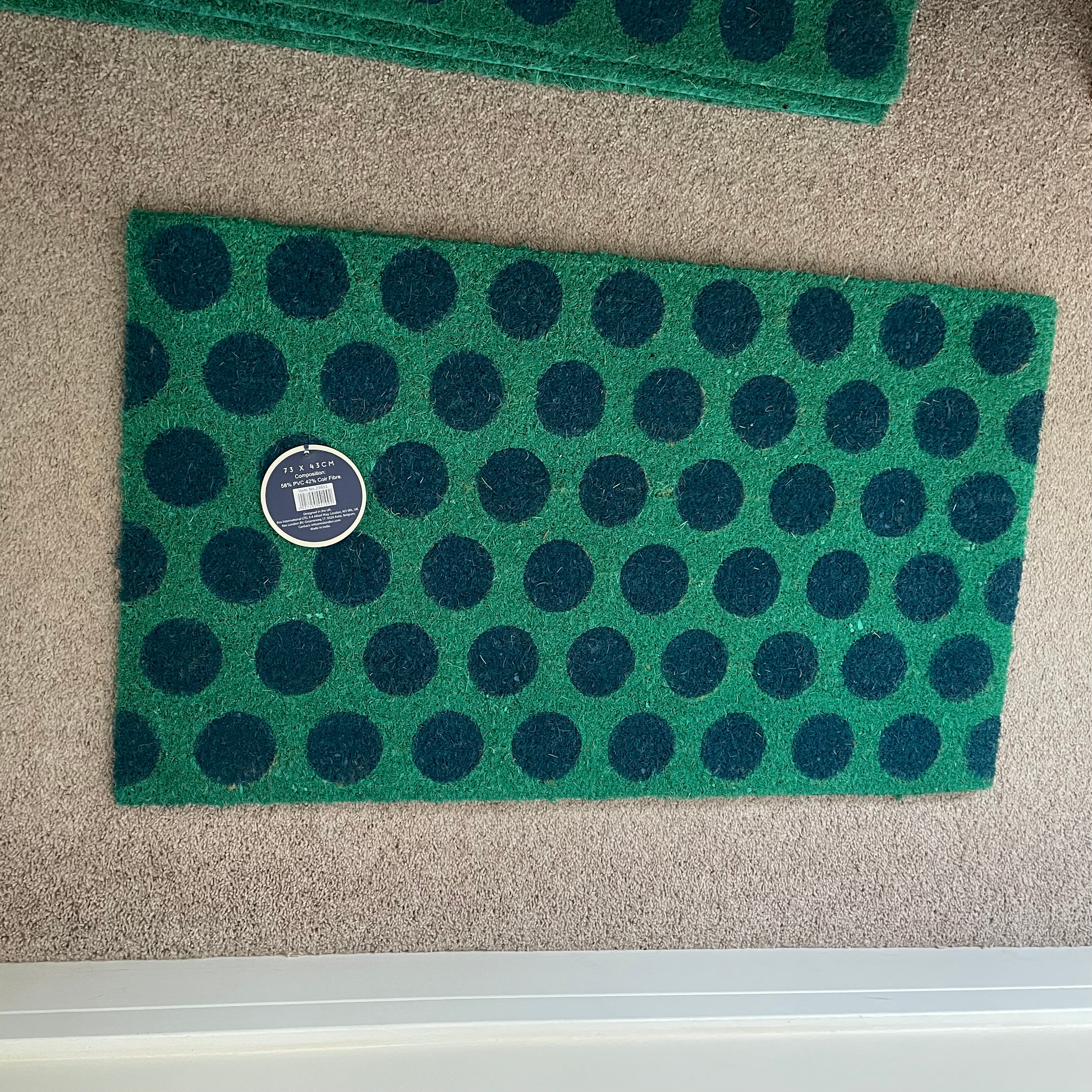 Spotty blue & Green Coir Doormat