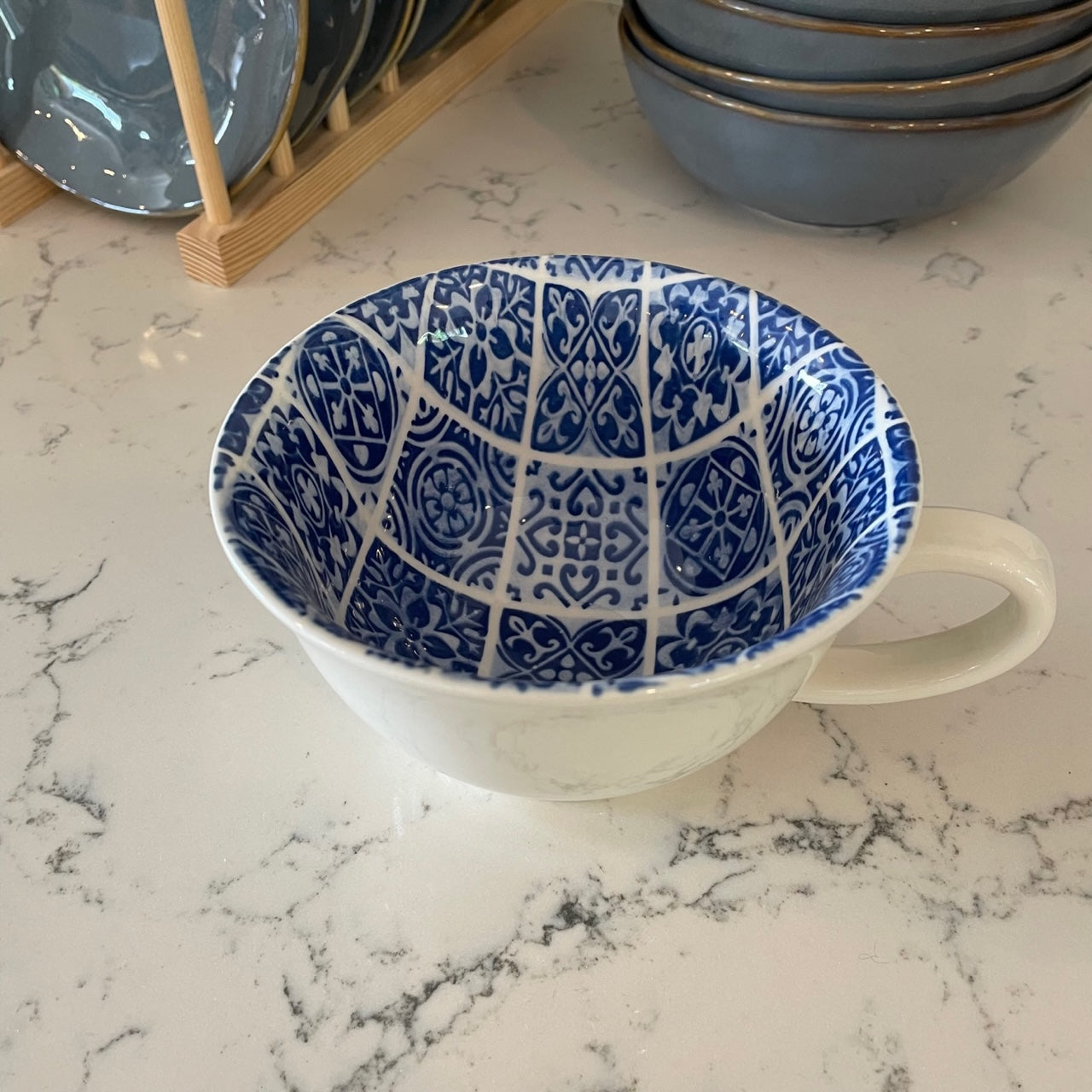 Large Blue and White  Chinoiserie Cup.