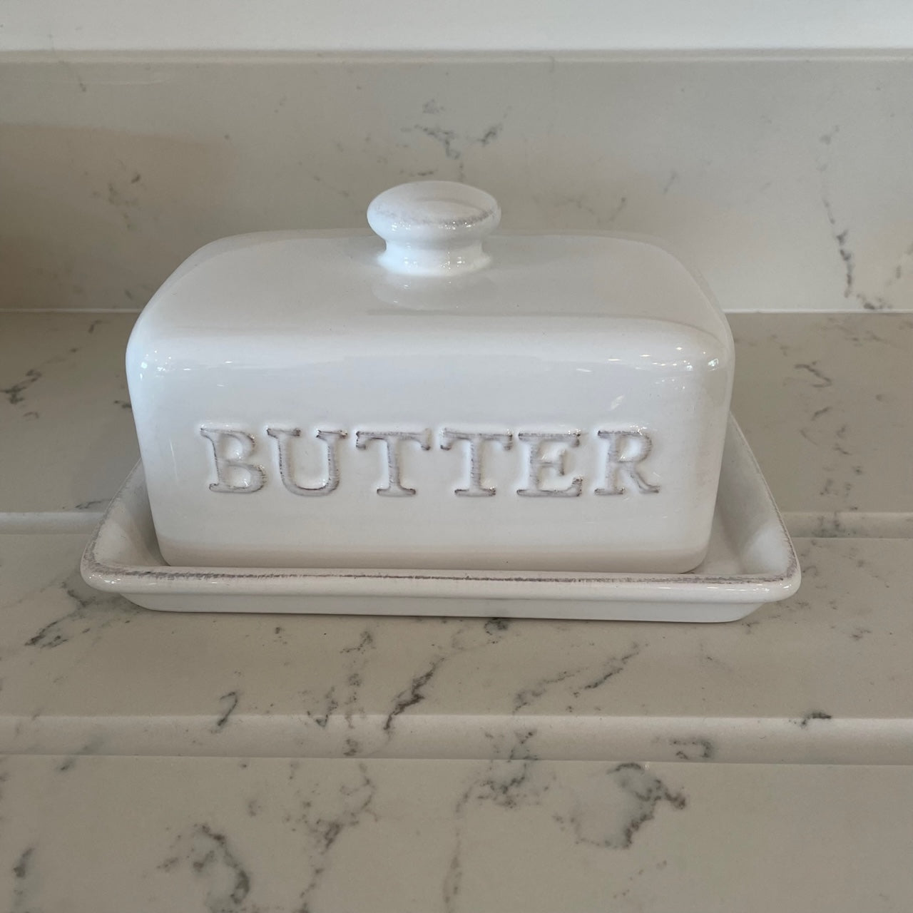 White Ceramic  Butter Dish