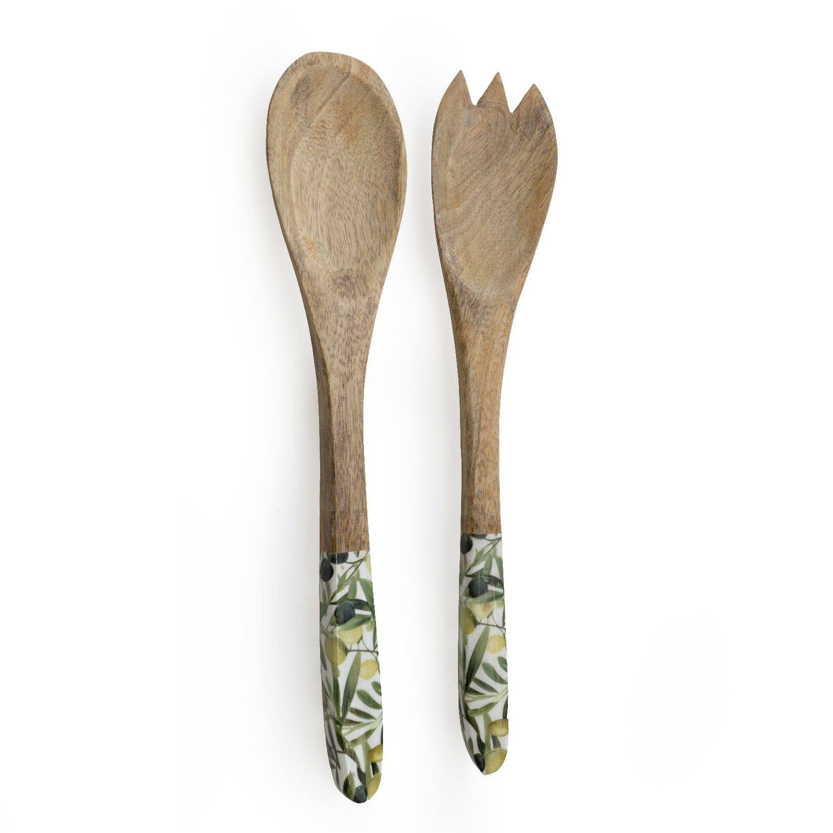 Serving Spoon & Fork Mango Wood - Olives