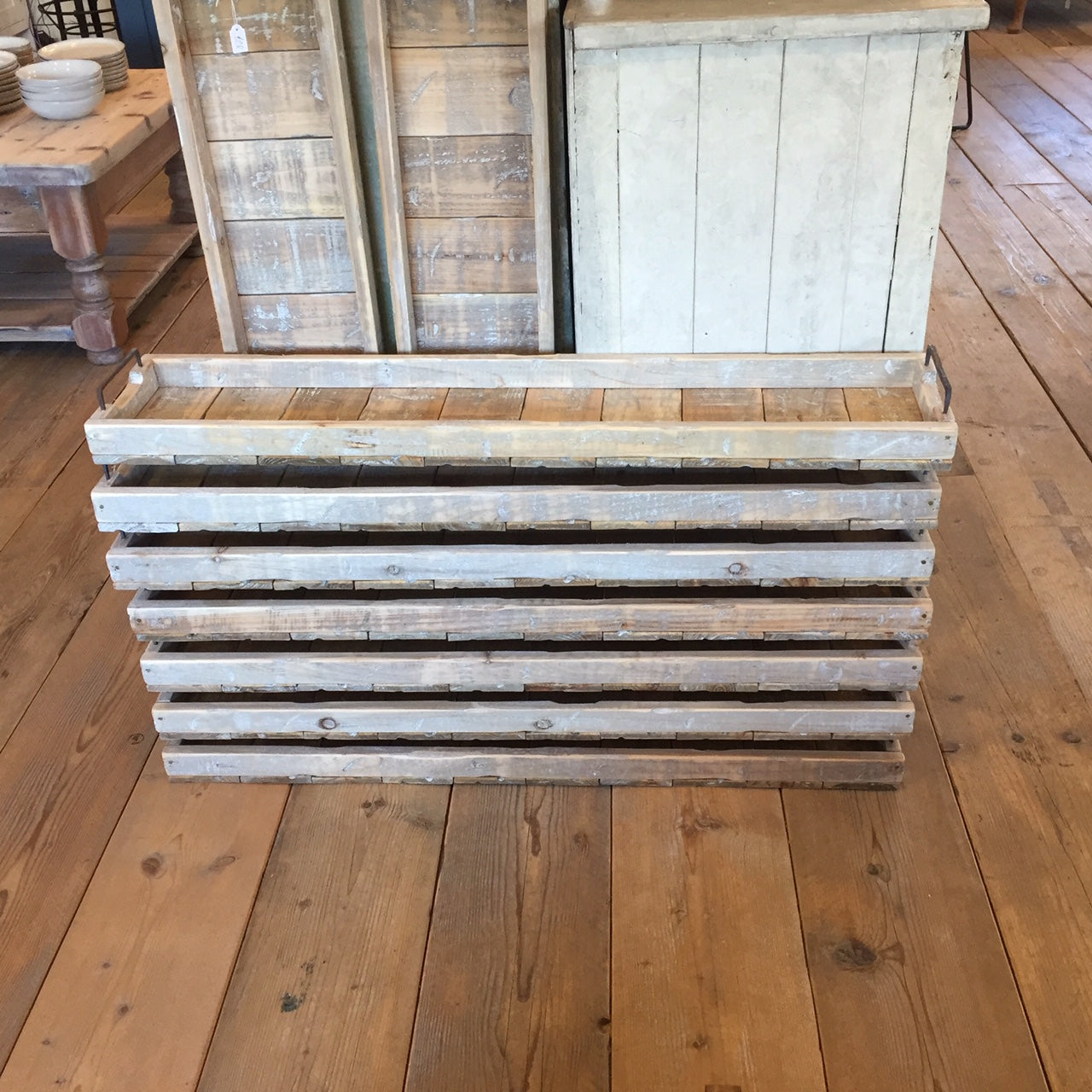 Rustic Wooden Tray with Metal Handles.