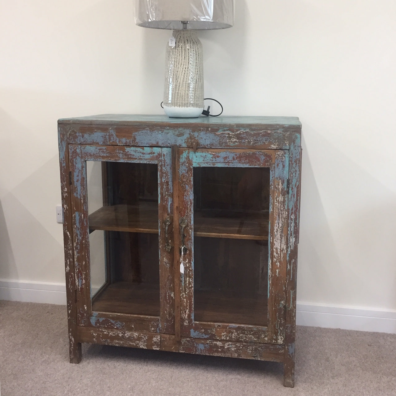 Indian Teak Glazed Cabinet.