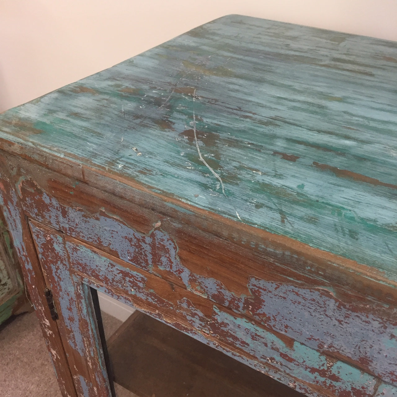 Indian Teak Glazed Cabinet.