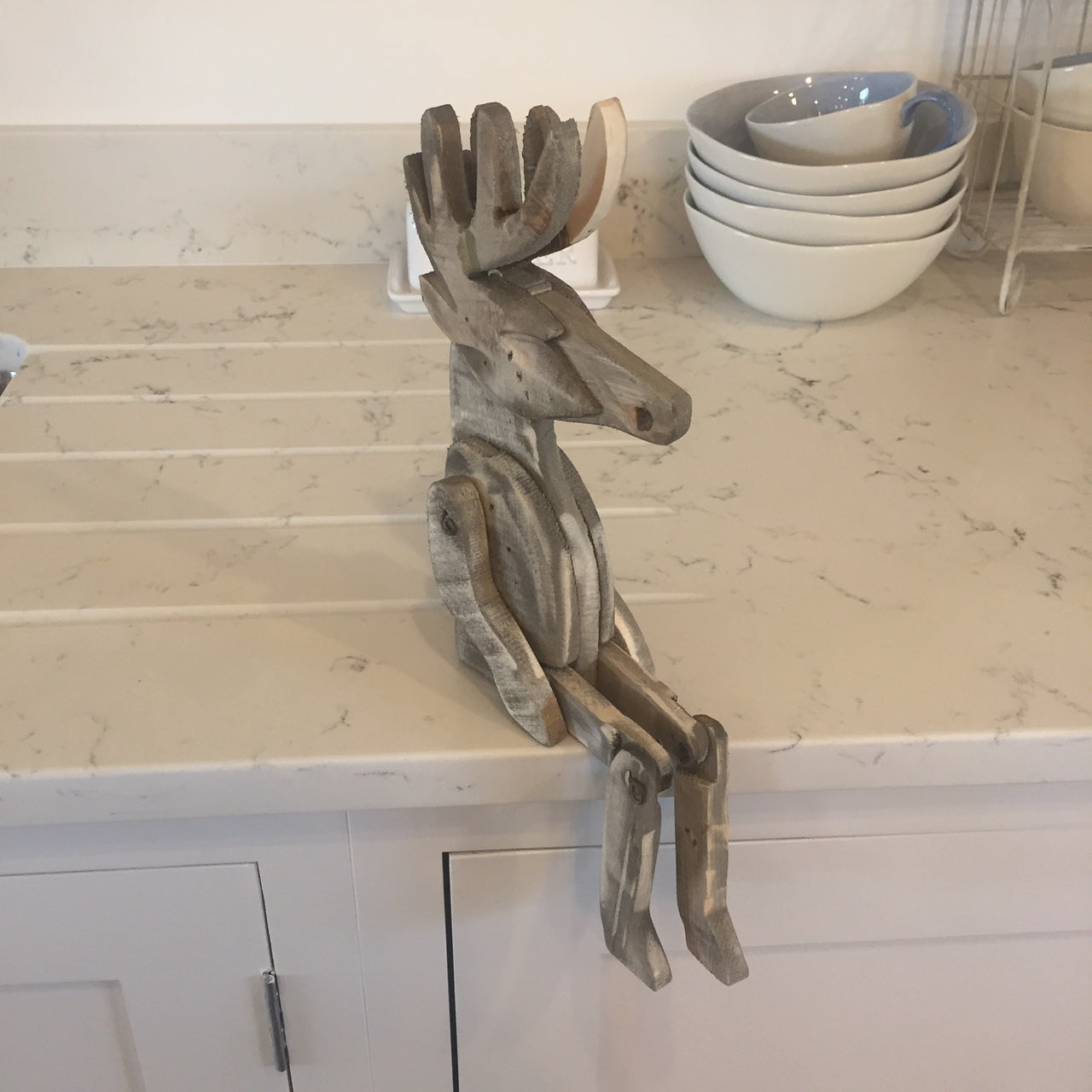 Wooden Jointed Reindeer.